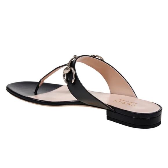 GUCCI Lady Horsebit leather thong sandals - Picture 3 of 8
